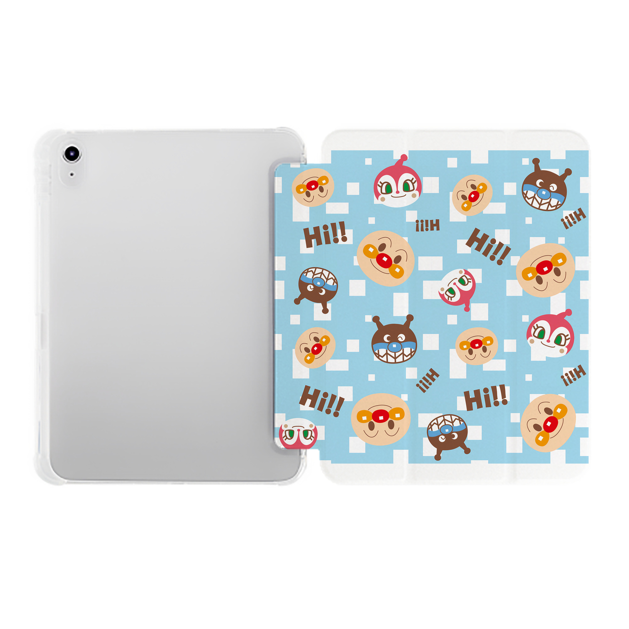（画像用） アンパンマン Anpanman IPad ケース ペン収納付き 三つ折りスタンド PUレザー×シリコン 対応機種9.5/10.5/10.9インチ